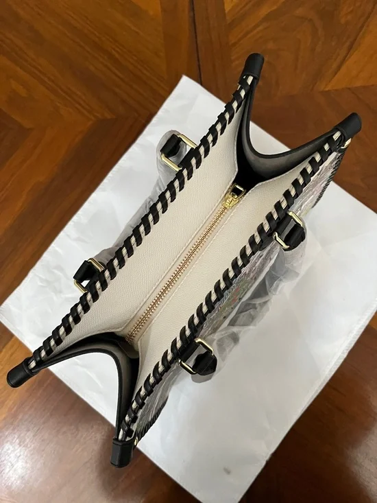 Source Unknown Multicolor Botanical Tiger Print Tote with Black Trim! - Picture 6 of 8